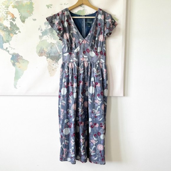 Modcloth Dresses & Skirts - Modcloth Dress Size Medium Truly You A-Line Floral Blue Pink Purple Short Sleeve